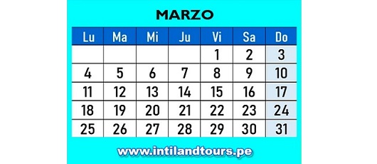Calendario Marzo 2019